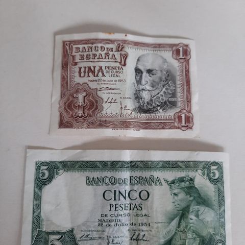 2 stk sedler - Spania