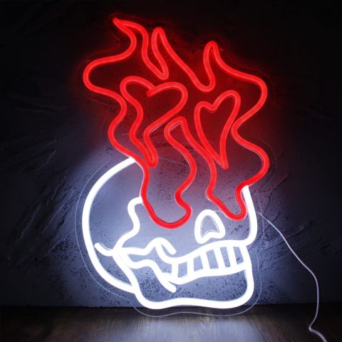 Neon Led Lampe Fire Skull