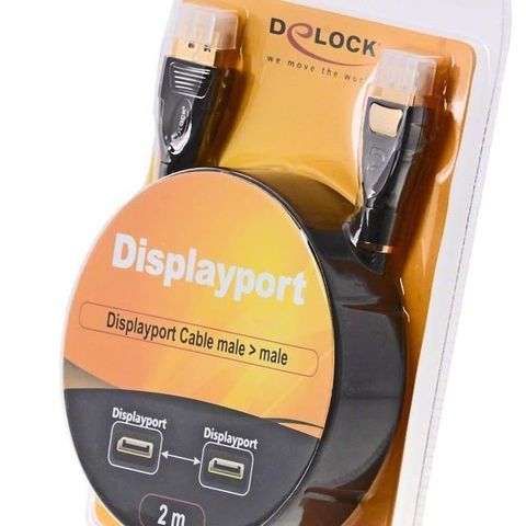 NY DELOCK Displayport Gold Displayport 1.2 til Displayport 1.2  Kabel - Gi BUD!