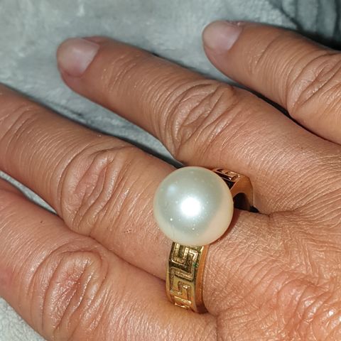 Jenavi forgylt ring med perle