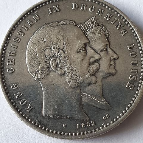 2 kr 1892 Danmark sølvmynt