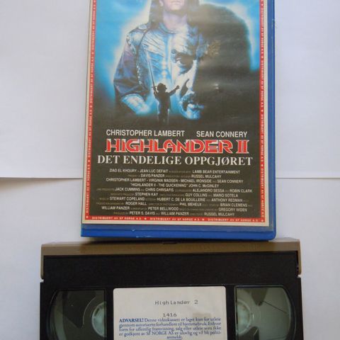 Sjelden VHS Big Box utleiefilm Highlander 2 Det Endelige Oppgjøret