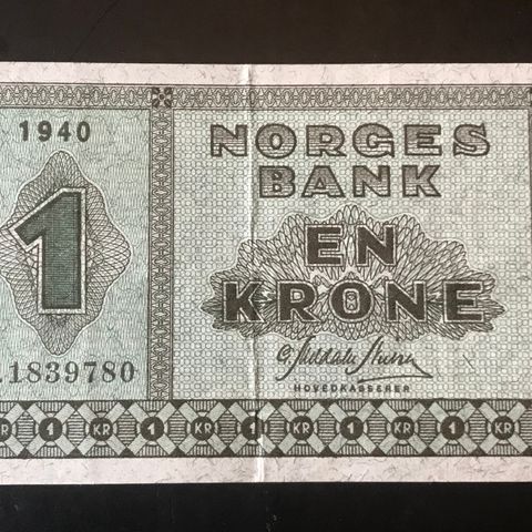 Norsk 1 krone 1940 A