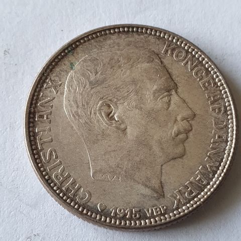 1 kr 1915 Danmark sølvmynt