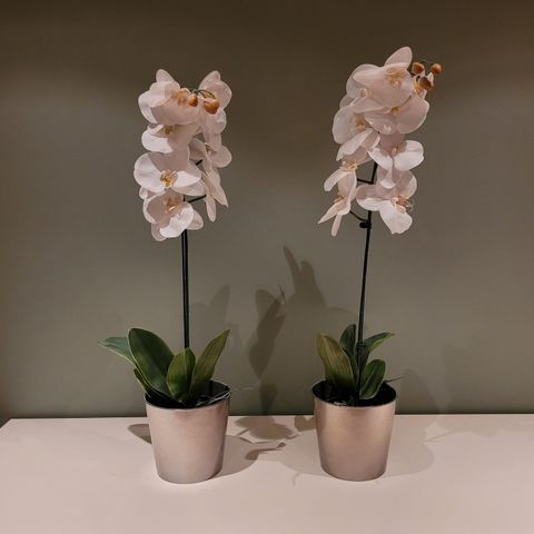 To kunstige orkideer (ca 75 cm høye)