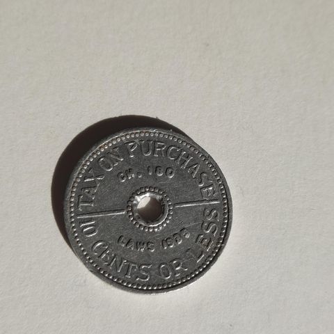 State Of Washington 1935 Tax Commission Tax Token 10 Cents Or Less