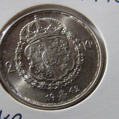 2 kroner Sverige 1942 sølv