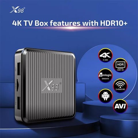 X98Q 4K Ultra HD Android IPTV-Box, inkludert fjernkontroll med tastatur