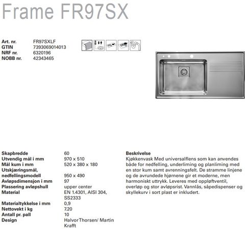 Intra frame fr97sxl