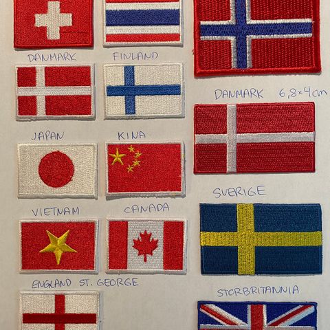 FLAGG stryke på/Norge Sverige Finland Thailand Kina Japan Canada England