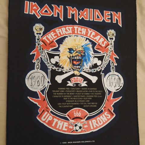 Iron Maiden ryggmerke The Ten First Years 1990