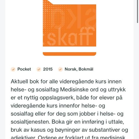 Fagbok, Medisinske ord og utrykk