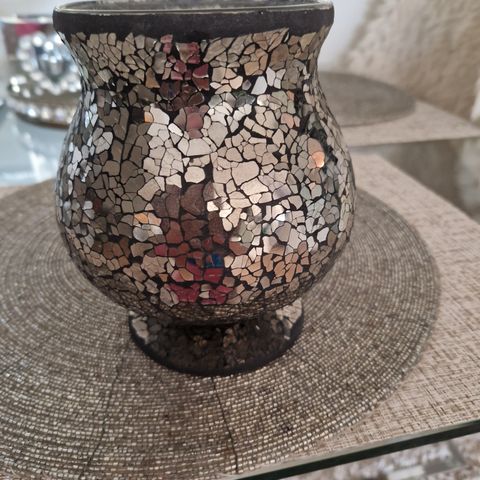 Mosaikk lysestake / liten vase 17 cm