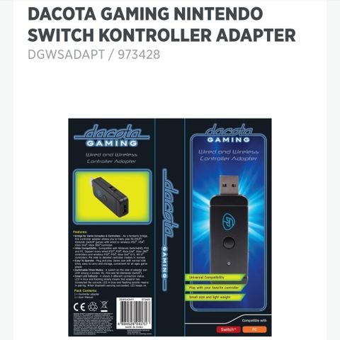 Dacota blåtannadapter for pc, konsoll osv..