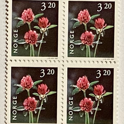 Norge 1997 Norsk flora I. Rødkløver NK 1279 4-blokk  Postfrisk