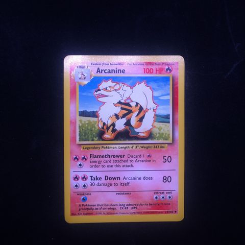 Pokemon Arcanine 23/102 Base Set - Tilstand NM/MT (Mulig PSA 10!)