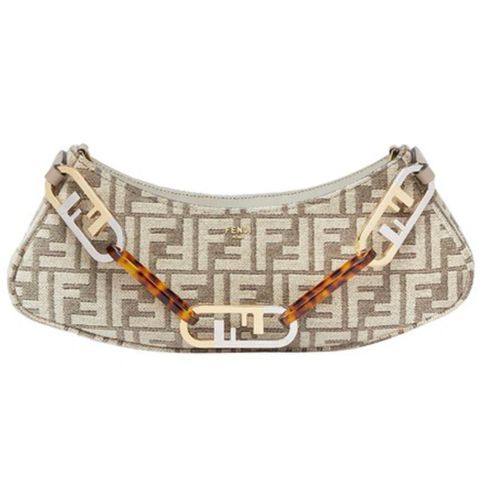 New Fendi O’Lock Swing Shoulder Bag - beige monogram jacquard