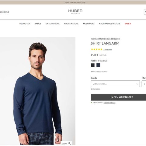 Huber Bodywear langermet t-skjorte