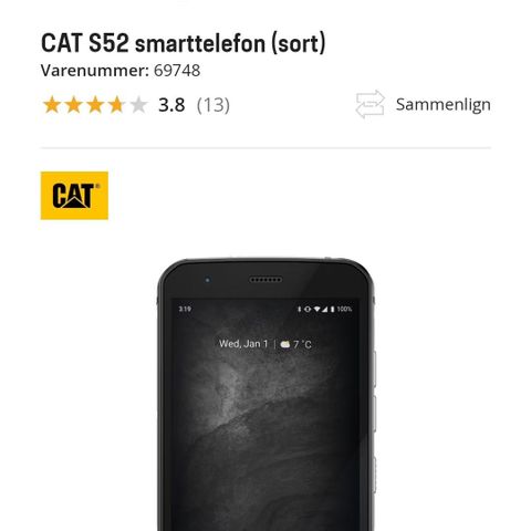 RESERVERT til 20. juli 2024 - Cat S52 smarttelefon