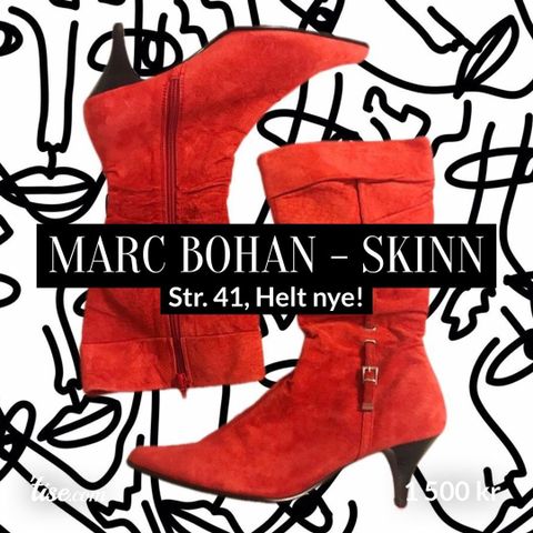 Marc Bohan røde støvletter i semsa kvalitet. Str. 41. Helt nye.