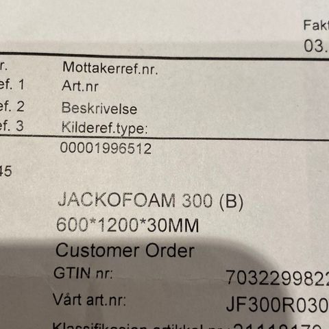 Jackofoam 3cm tykk