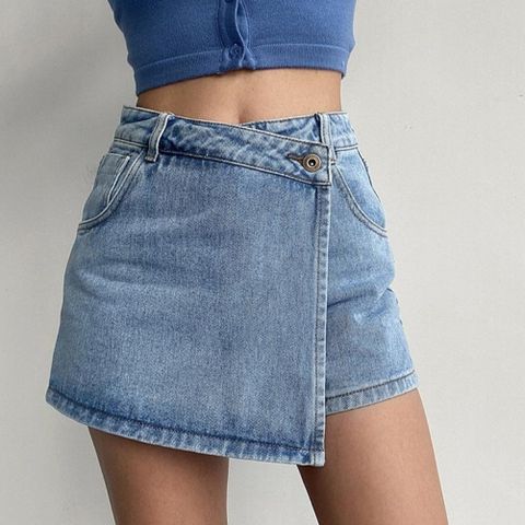 blå denimshorts med høy midje