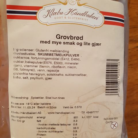 2 stk glutenfri brød. Håndverksbakeri.