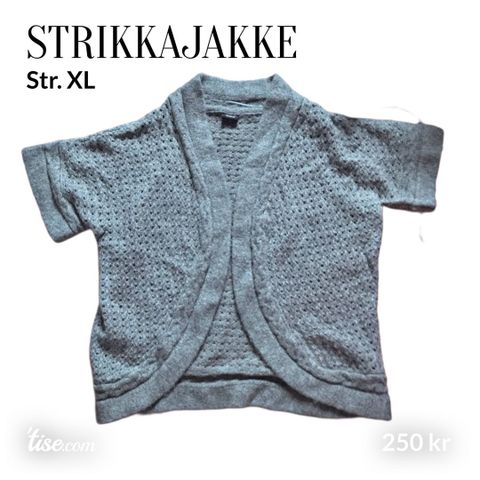 Grå strikkajakke. Str. XL