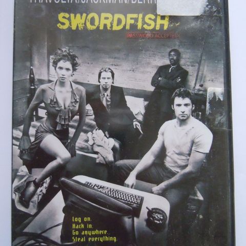 Billig DVD action film Swordfish med Hugh Jackman, Halle Barry og John Travolta.