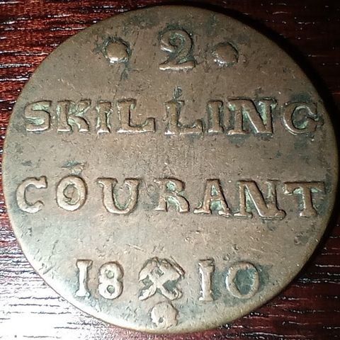 Norge 2 skilling courant 1810 NY PRIS