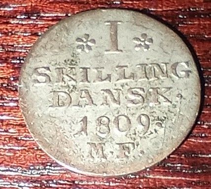 Danmark 1 skilling 1809 .187 sølv NY PRIS