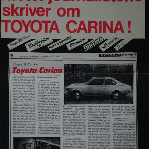 Toyota Carina ca 1970-71 brosjyre