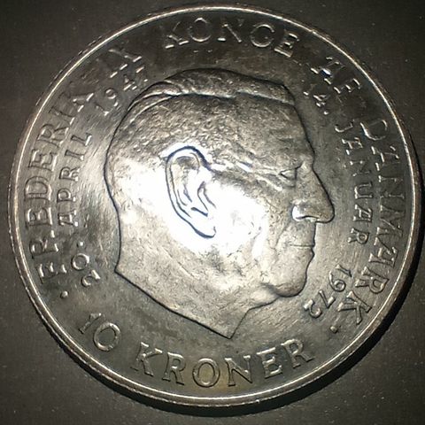 Danmark 10 kroner 1972 .800 sølv (2) NY PRIS