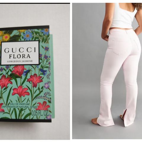 Gina Tricot High Waist Slit Jeans. Offwhite. Str 40 + Gucci EdP.