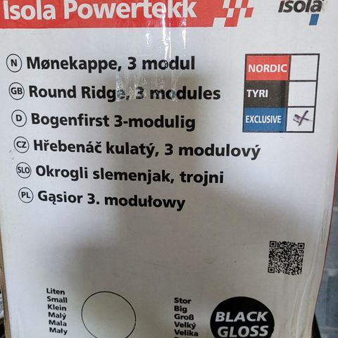 5 stk Isola powertekk exclusive mønekappe 3 mod sort+1 enkel.