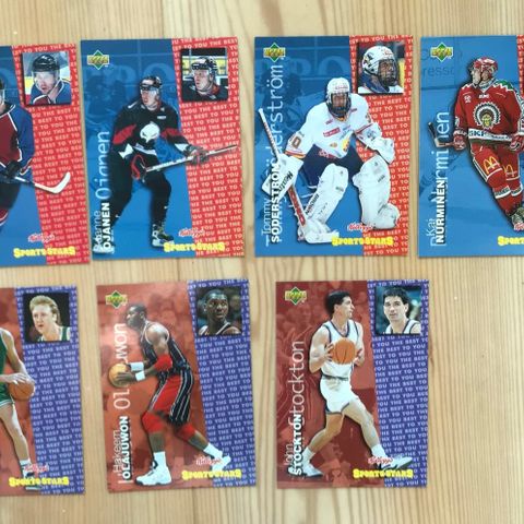 Basketball og Ishockey samlekort fra Kellogg’s 1997 Upper Deck