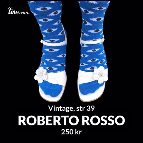 Vintage hvite sandaler med hæl. Str 39. Roberto Rosso