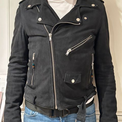 BLK DNM mens suede leather iconic biker motorcycle jacket