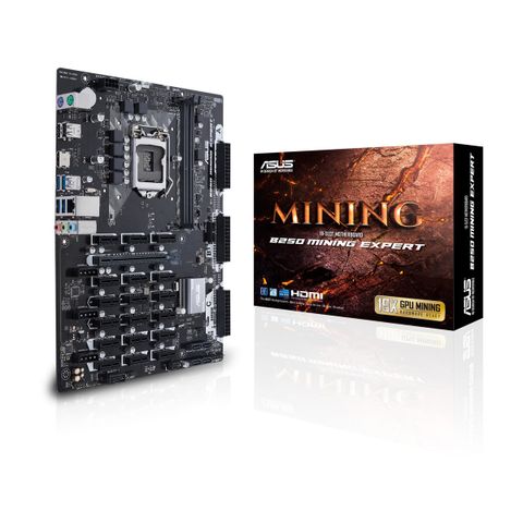 Asus B250 Mining Expert med CPU  med støtte for 19 GPUs