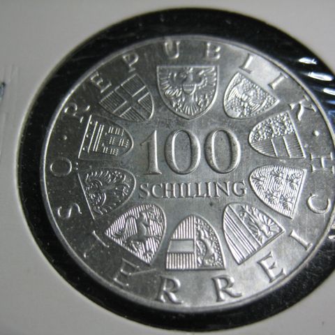 100 Schilling Østerrike 1976 OL sølv UNC