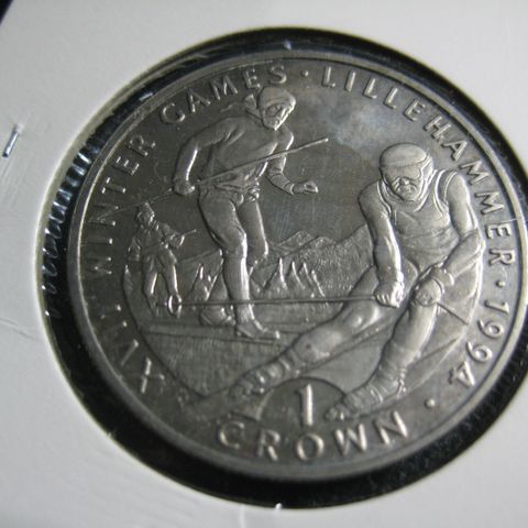 1 Crown Gibraltar OL 1994 Lillehammer sølv unc