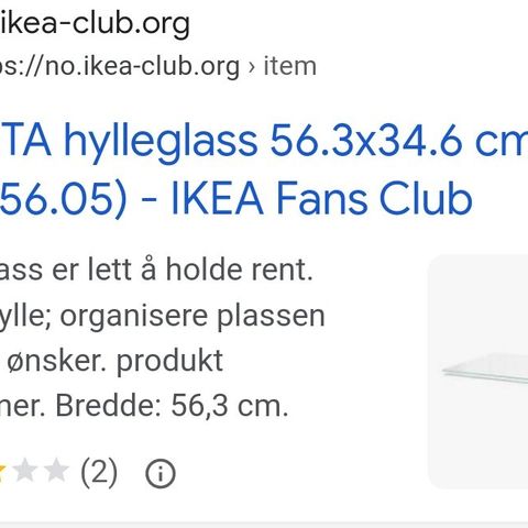 Glasshylle - Ikea UTRUSTA hylleplate , herdet glass. 56,3 x 34,6 cm