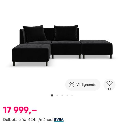 Modulsofa i svart fløyel