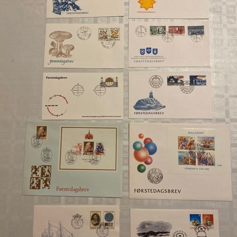 Frimerker NO FDC 1988   Førstedagsbrev komplett 10 stk