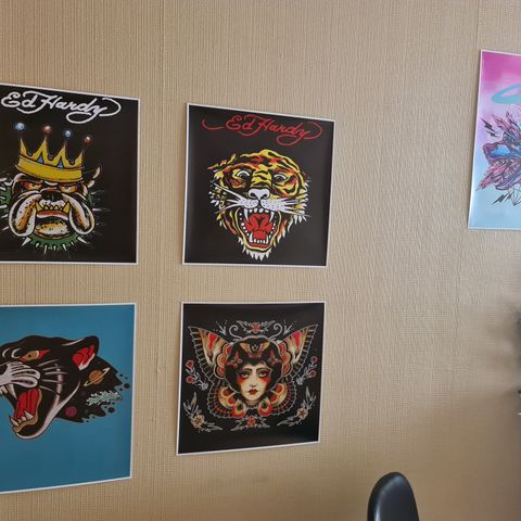 9 Posters Ed Hardy and another artists