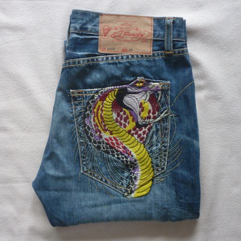 Vintage 2009 Ed Hardy by Christian Audiger - Jeans m/detaljer.