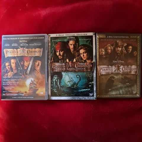 Pirates of the Caribbean 1-3 DVD Til salgs