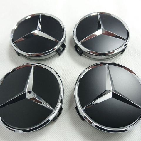 Mercedes Senterkopper 75mm: Matt svart / Glossy svart