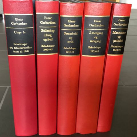 EINAR GERHARDSEN- 5 flotte og store bøker. Perioden 1900 - 1978.H.21 cm, B.14 cm