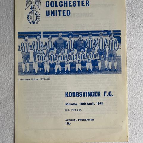 Program  Colchester - Kongsvinger 1978